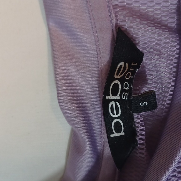 Y2K Bebe Lavender Netted  Logo Half  Top S - Picture 4 of 8